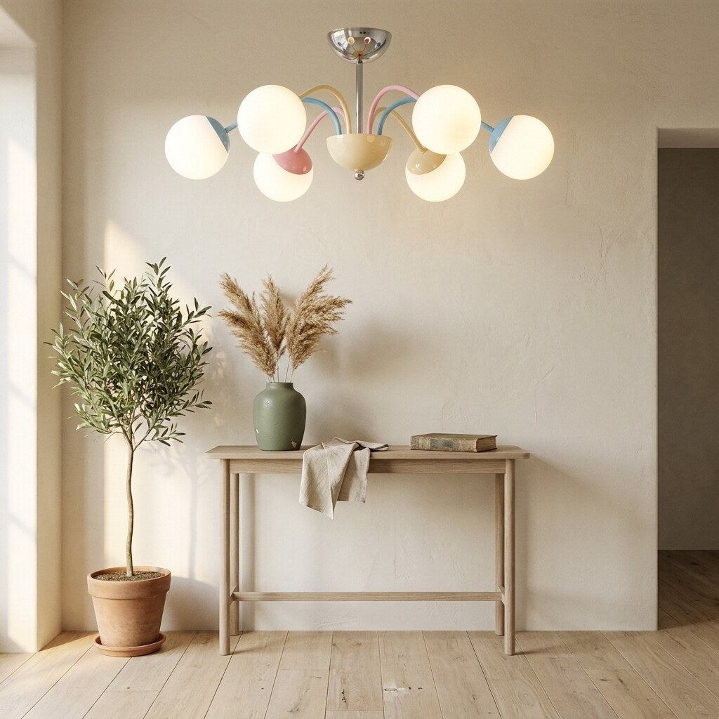 Lustre Murano Design — Entrée Japandi en Provence — Halonéa