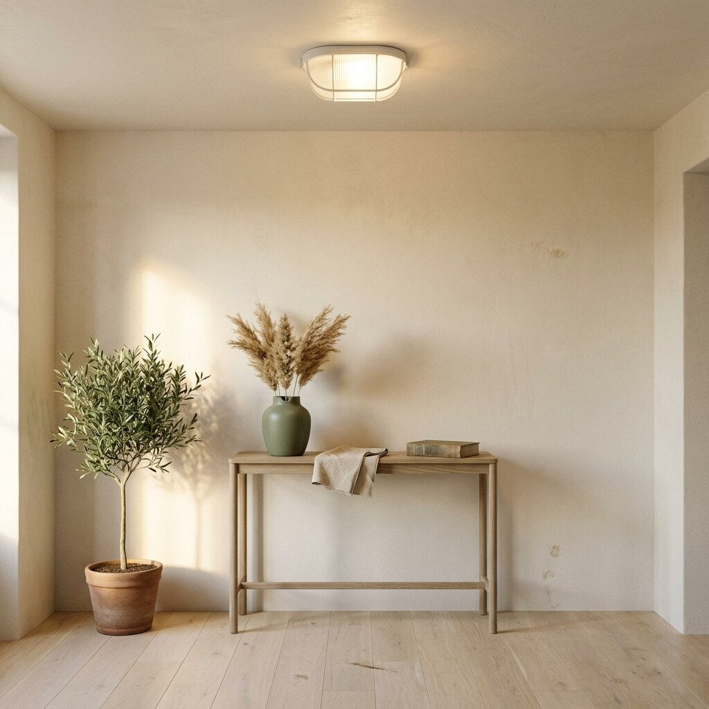 Plafonnier Lunara Design — Entrée Japandi en Provence — Halonéa