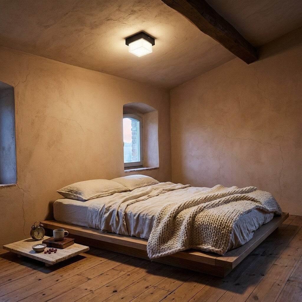 Plafonnier Quadra Design — Chambre wabi-sabi en Toscane — Halonéa