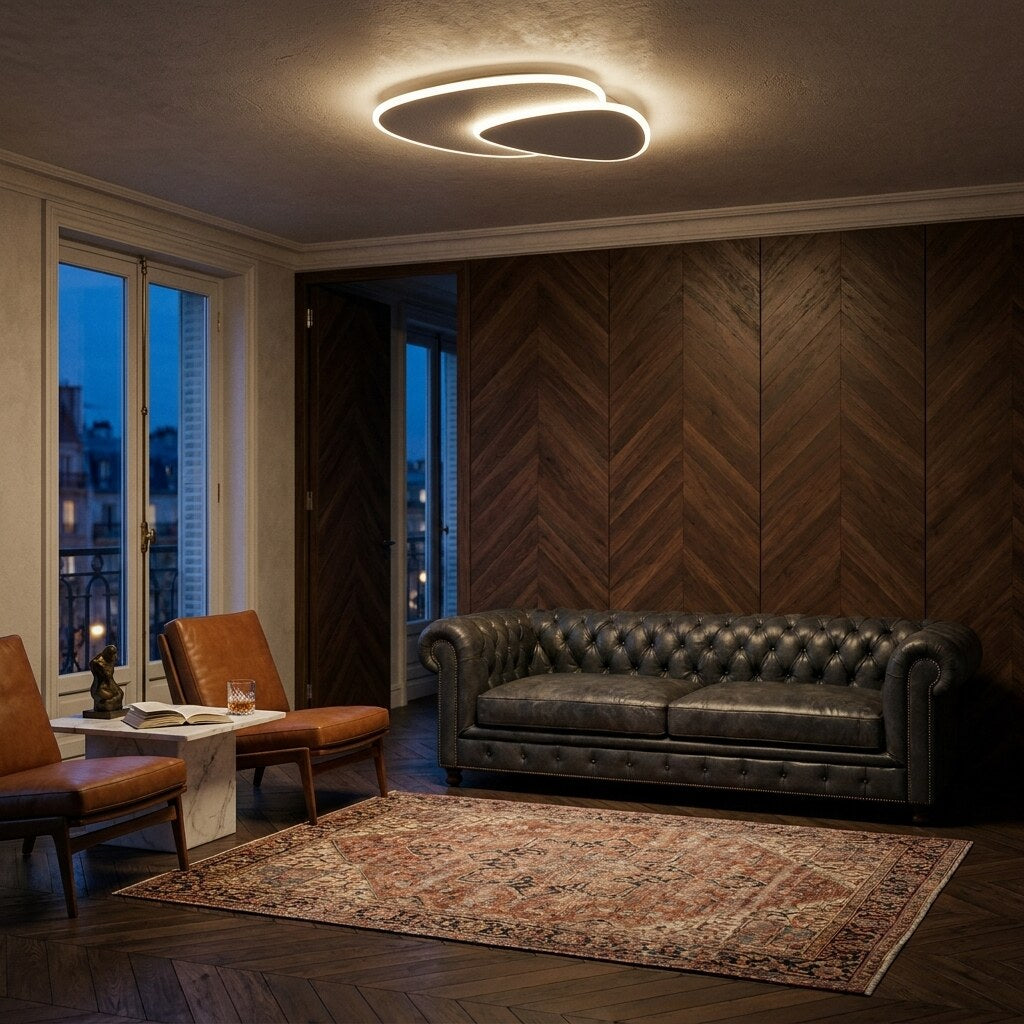 Plafonnier Zeno Contemporain — Salon Haussmann à Paris — Halonéa