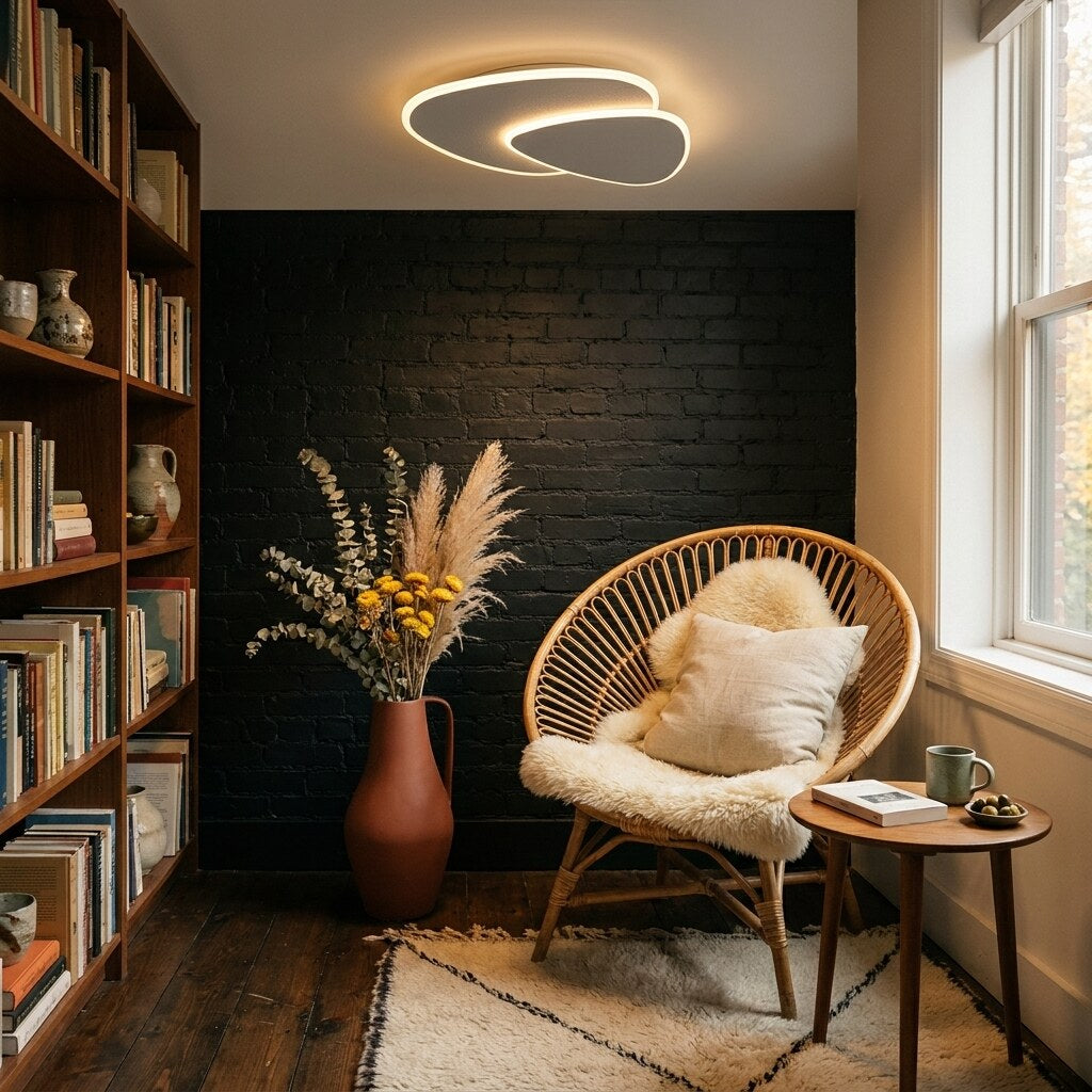 Plafonnier Zeno Contemporain — Coin lecture bohème à Brooklyn — Halonéa