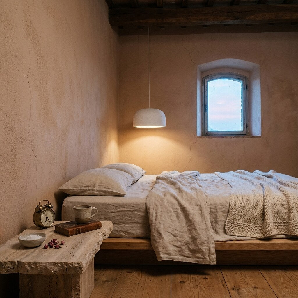 Suspension Dolomia Japandi — Chambre wabi-sabi en Toscane — Halonéa