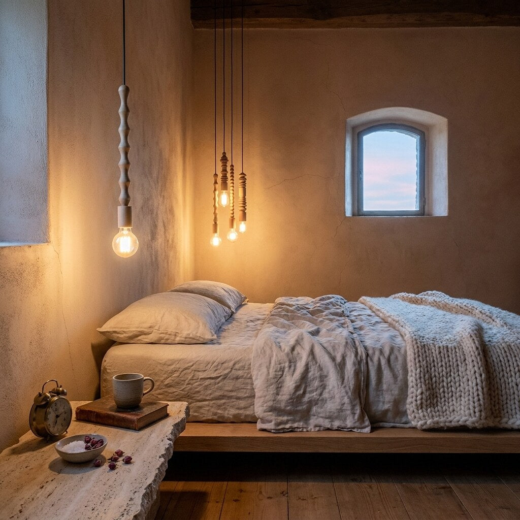 Suspension Geometra Design — Chambre wabi-sabi en Toscane — Halonéa