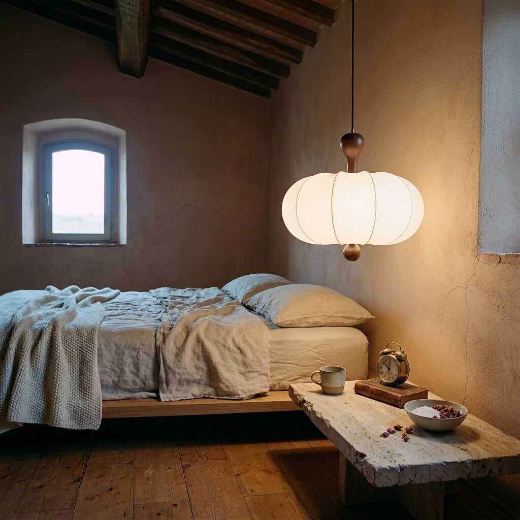 Suspension Jovian Japandi — Chambre wabi-sabi en Toscane — Halonéa