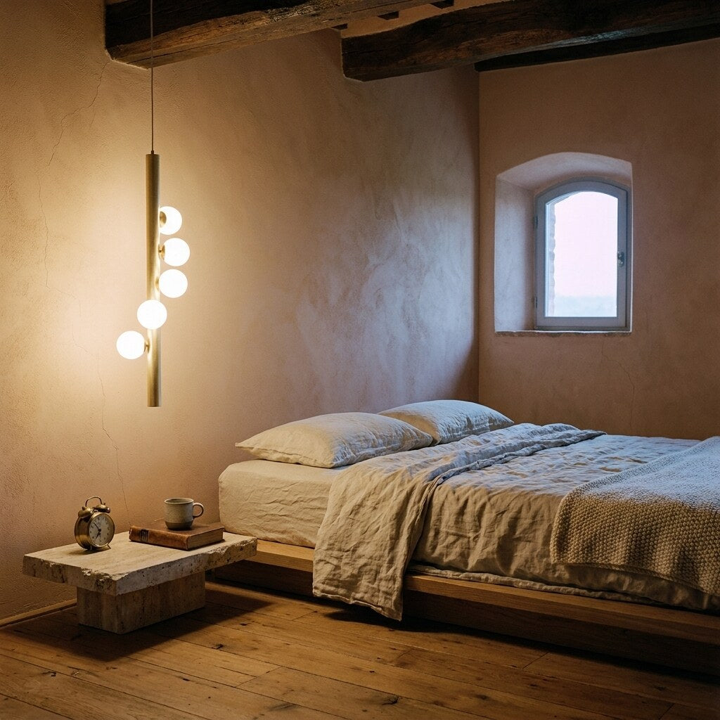 Suspension Stick Minimaliste — Chambre wabi-sabi en Toscane — Halonéa