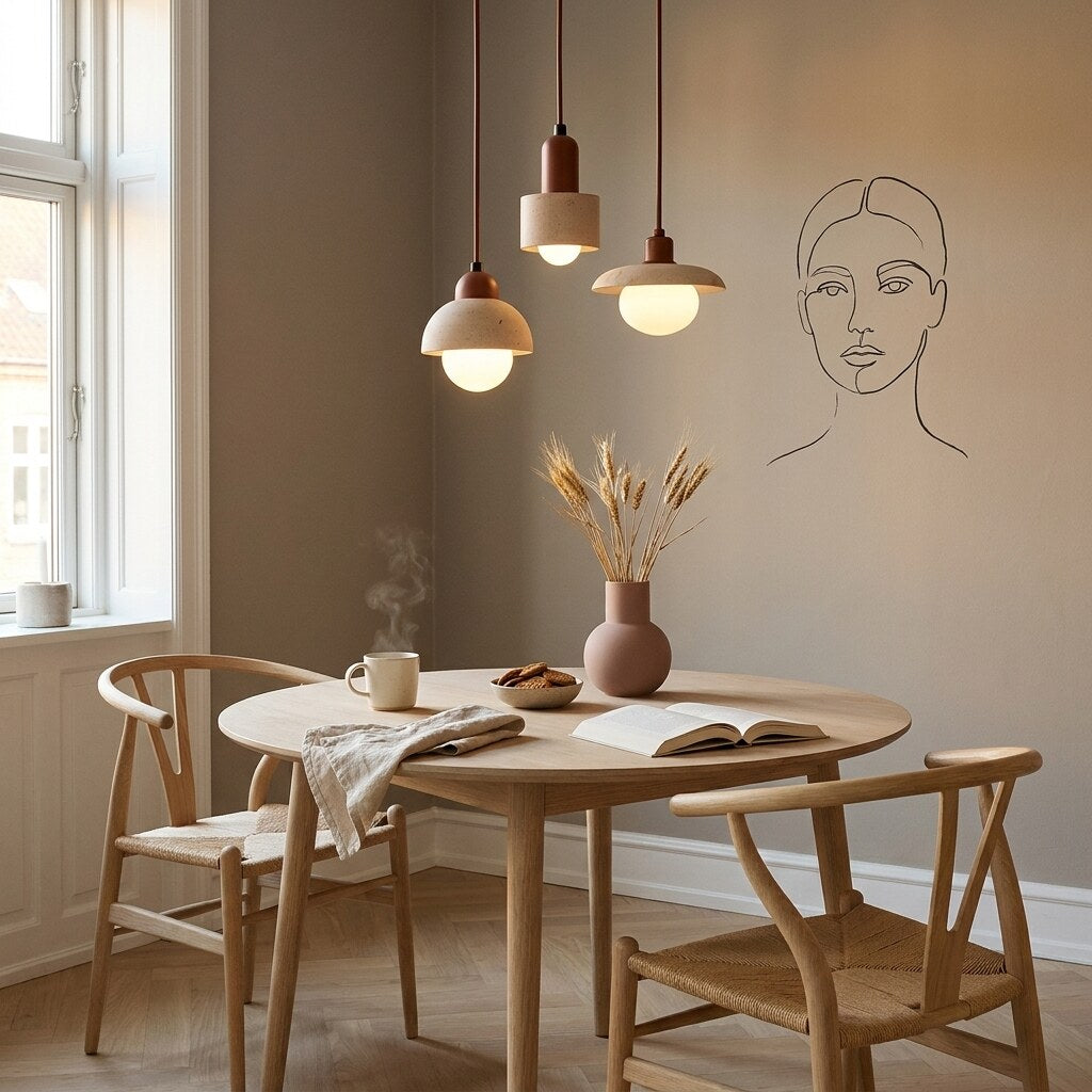 Suspension Travertia Japandi — Coin repas scandinave à Copenhague — Halonéa