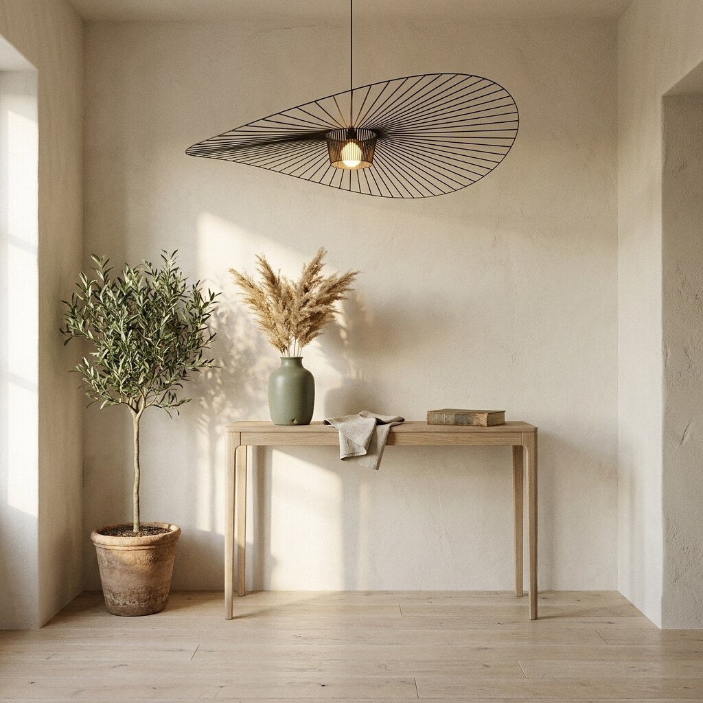 Suspension Zenro Design — Entrée Japandi en Provence — Halonéa